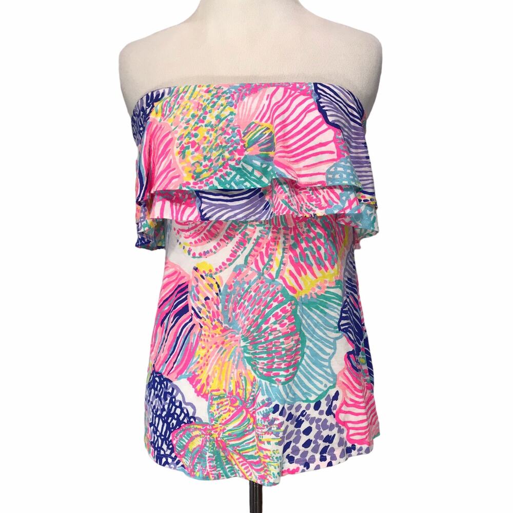 Lilly Pulitzer ROAR OF THE SEAS Strapless Tube Top Strapless blouse women’s XXS